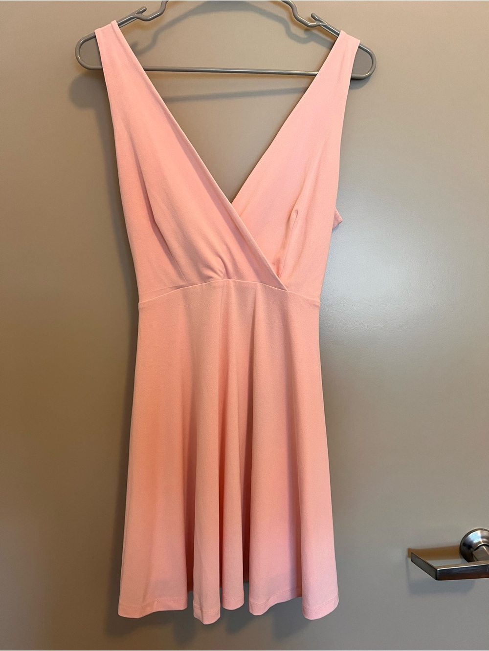 C/MEO Collective Light Pink V-Neck Mini Skater Dress